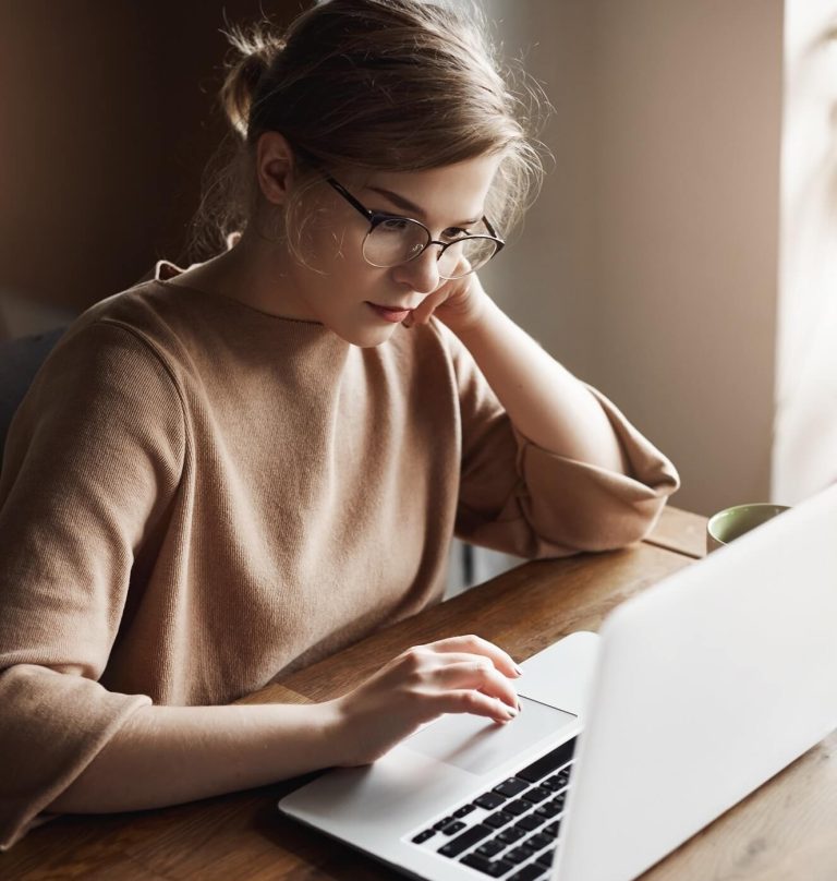 Woman is downloading divorce documents online for filling